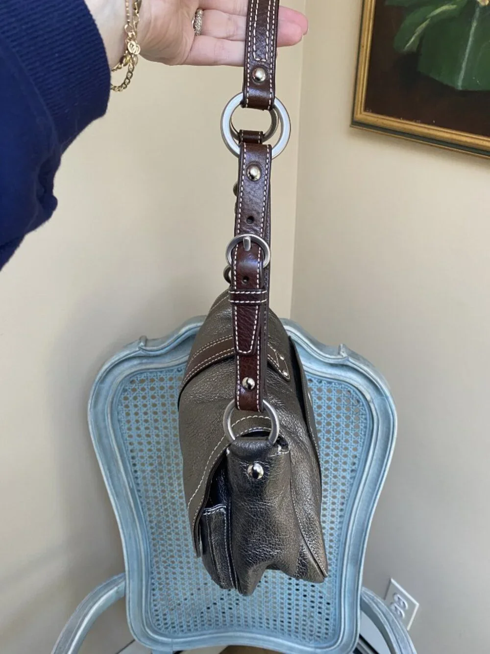 Vintage Coach Metallic Leather Chelsea Flap Bag